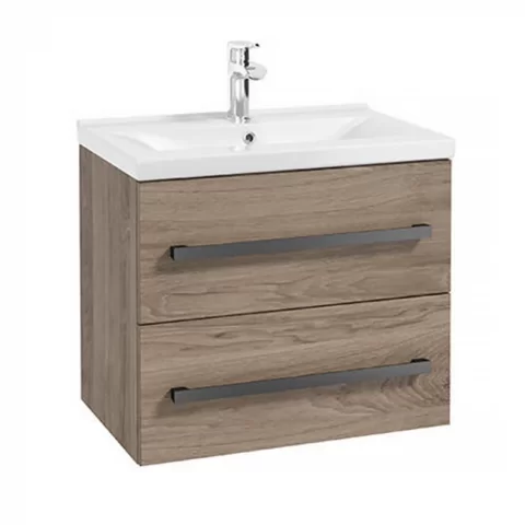 Baza lavoar suspendat Defra Granada 2 sertare 59.9x39.8 cm nuc rockford natur
