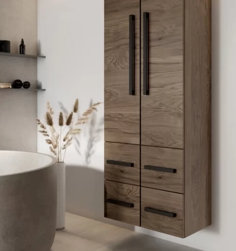 Dulap inalt suspendat Defra Granada 30.2x162.5 cm 1 usa si 2 sertare nuc rockford natur