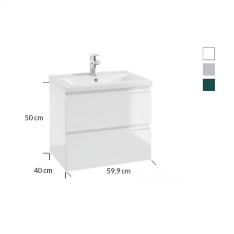 Baza lavoar suspendat Defra Como 2 sertare 59.9x40 cm verde-inchis mat