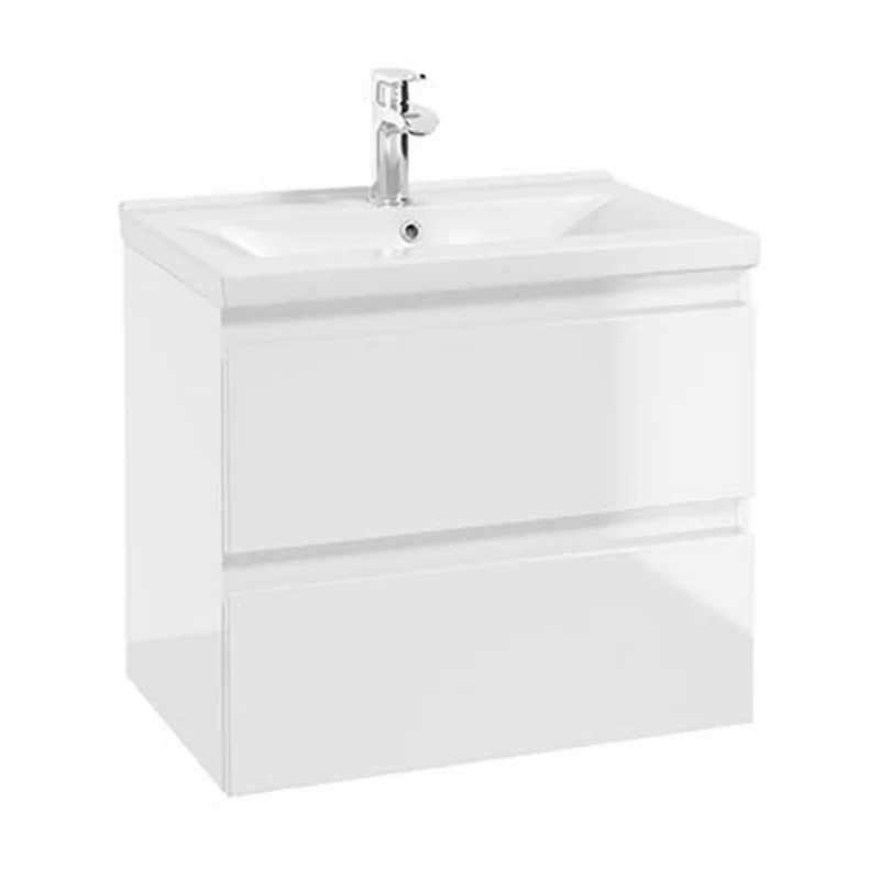Baza lavoar suspendat Defra Como 2 sertare 59.9x40 cm alb lucios