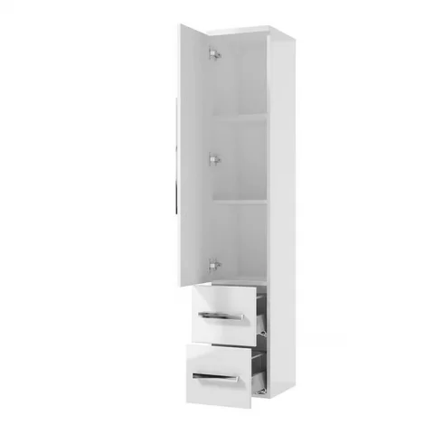 Dulap inalt suspendat Defra Granada 30.2x162.5 cm 1 usa si 2 sertare alb lucios