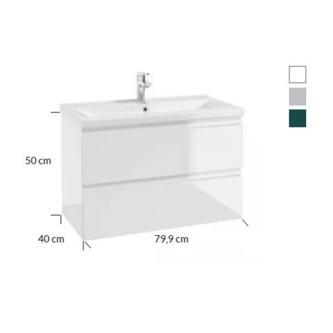 Baza lavoar suspendat Defra Como 2 sertare 79.9x40 cm gri-deschis lucios