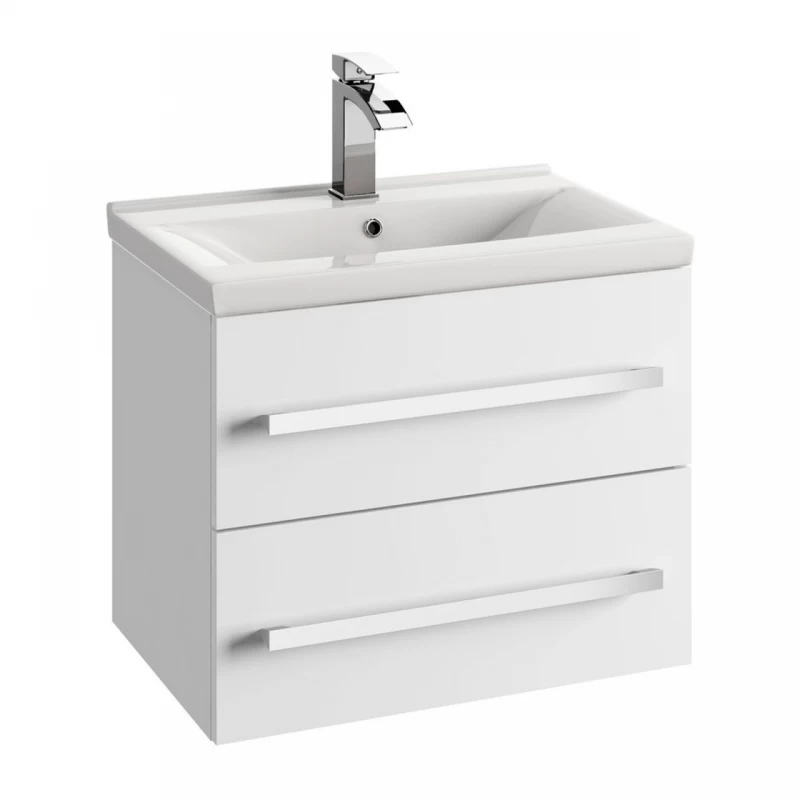 Baza lavoar suspendat Defra Granada 2 sertare 59.9x39.8 cm alb lucios