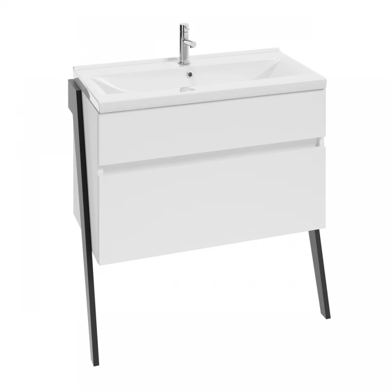 Baza lavoar pe pardoseala Defra Op-Arty 2 sertare 83.5x40.2 cm alb lucios