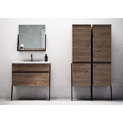 Baza lavoar pe pardoseala Defra Op-Arty 2 sertare 63.5x40.2 cm alb lucios