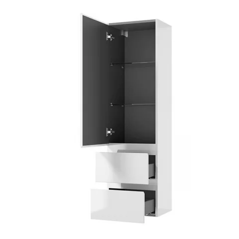 Dulap inalt suspendat Defra Como 40x140 cm 1 usa si 2 sertare alb lucios