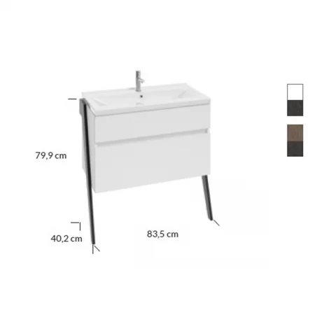 Baza lavoar pe pardoseala Defra Op-Arty 2 sertare 83.5x40.2 cm nuc rockford natur