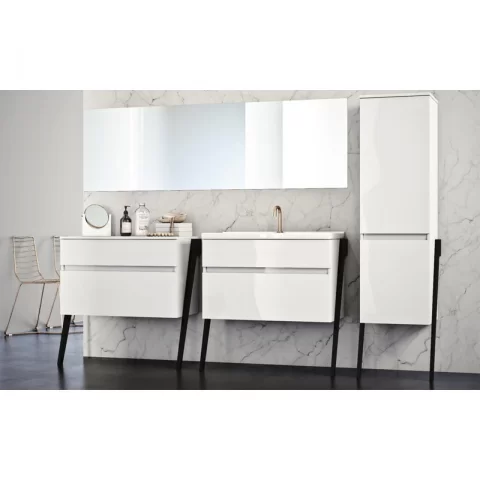 Baza lavoar pe pardoseala Defra Op-Arty 2 sertare 63.5x40.2 cm alb lucios