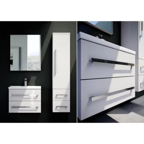 Baza lavoar suspendat Defra Granada 2 sertare 79.9x39.8 cm alb lucios