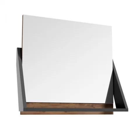Oglinda cu etajera Defra Op-Arty alb 64.2x58.5 cm nuc rockford natur-negru mat