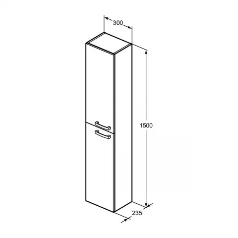 Dulap inalt suspendat Ideal Standard Tempo 30x150 cm gri lucios 2 usi