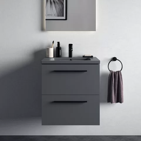 Baza lavoar suspendat Ideal Standard i.life B 2 sertare 60x50.5 cm gri cuart mat