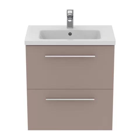 Baza lavoar suspendat Ideal Standard i.life S 2 sertare 60x37.5 cm gri bej mat