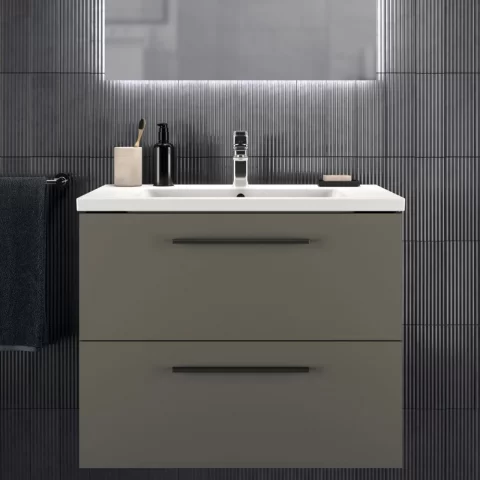 Baza lavoar suspendat Ideal Standard i.life B 2 sertare 80x50.5 cm gri cuart mat