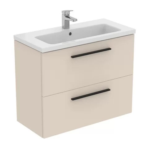Baza lavoar suspendat Ideal Standard i.life S 2 sertare 80x37.5 cm bej nisipiu mat