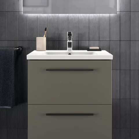Baza lavoar suspendat Ideal Standard i.life B 2 sertare 60x50.5 cm gri cuart mat