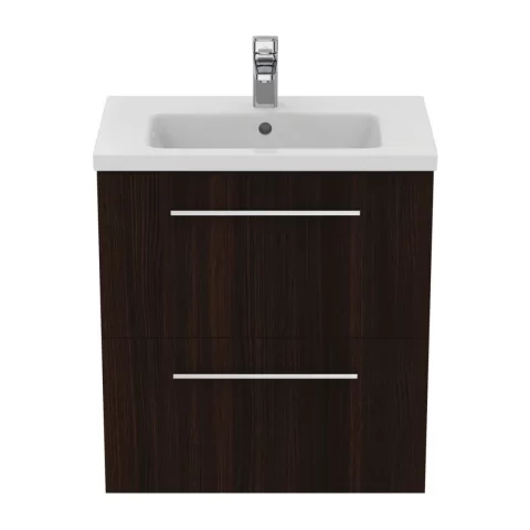 Baza lavoar suspendat Ideal Standard i.life S 2 sertare 60x37.5 cm stejar cafeniu