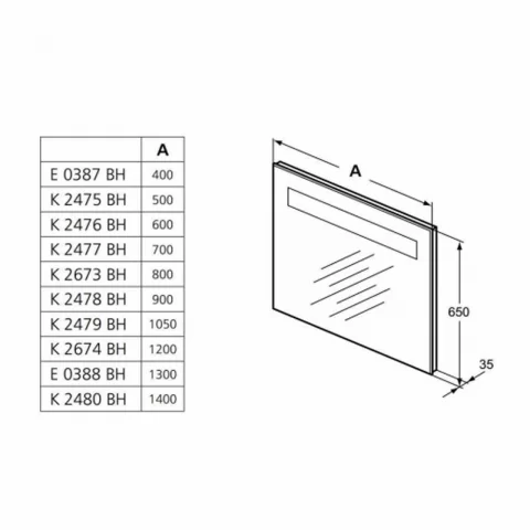 Oglinda cu iluminare Ideal Standard Strada 80x65 cm 