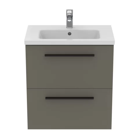 Baza lavoar suspendat Ideal Standard i.life S 2 sertare 60x37.5 cm gri cuart mat