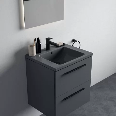 Baza lavoar suspendat Ideal Standard i.life B 2 sertare 60x50.5 cm gri cuart mat