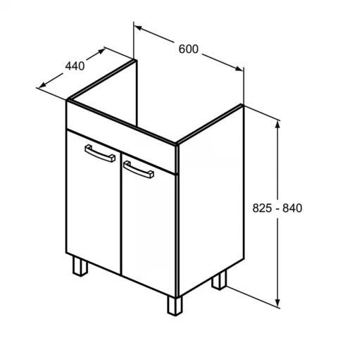 Baza lavoar pe pardoseala Ideal Standard Tempo 2 usi 60x44 cm gri lucios