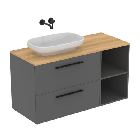 Baza lavoar suspendat Ideal Standard i.life B 2 sertare 80x50.5 cm gri cuart mat