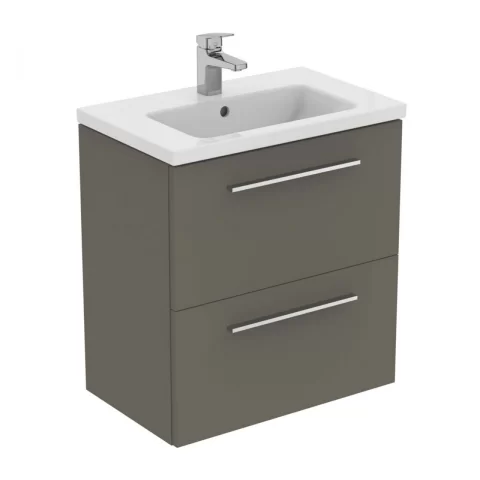 Baza lavoar suspendat Ideal Standard i.life S 2 sertare 60x37.5 cm gri cuart mat