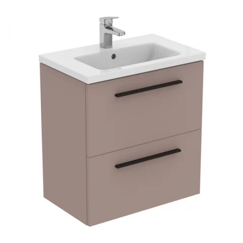 Baza lavoar suspendat Ideal Standard i.life S 2 sertare 60x37.5 cm gri bej mat