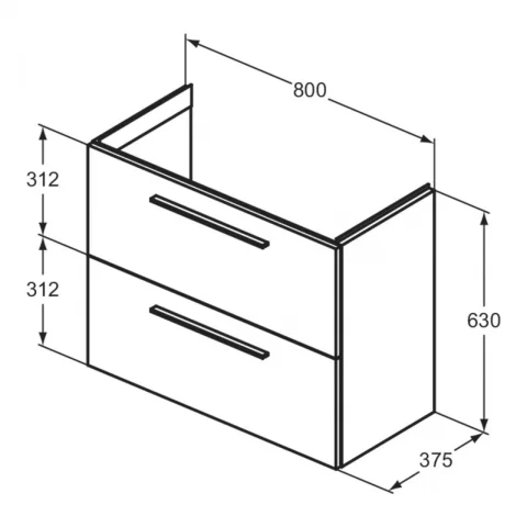 Baza lavoar suspendat Ideal Standard i.life S 2 sertare 80x37.5 cm gri cuart mat