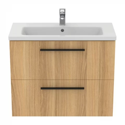 Baza lavoar suspendat Ideal Standard i.life S 2 sertare 80x37.5 cm stejar natural