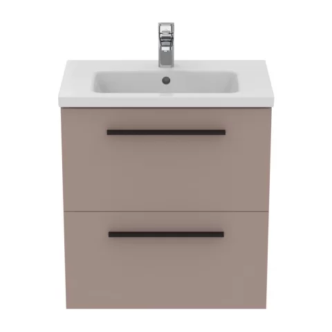 Baza lavoar suspendat Ideal Standard i.life S 2 sertare 60x37.5 cm gri bej mat