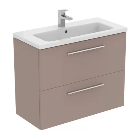 Baza lavoar suspendat Ideal Standard i.life S 2 sertare 80x37.5 cm gri bej mat