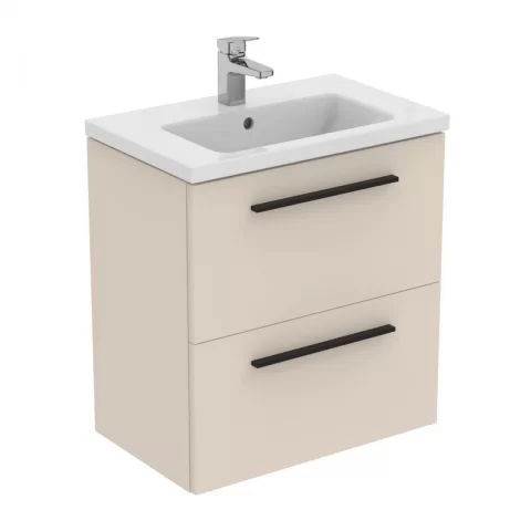 Baza lavoar suspendat Ideal Standard i.life S 2 sertare 60x37.5 cm bej nisipiu mat