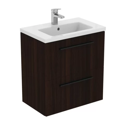 Baza lavoar suspendat Ideal Standard i.life S 2 sertare 60x37.5 cm stejar cafeniu