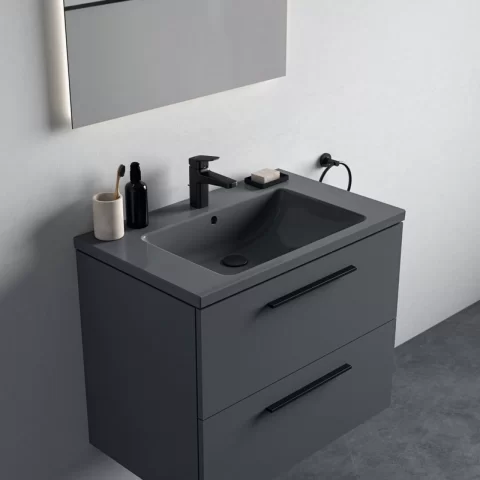 Baza lavoar suspendat Ideal Standard i.life B 2 sertare 80x50.5 cm gri cuart mat