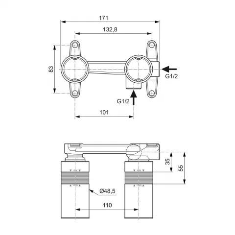 Corp incastrat Ideal Standard Multisuite pentru baterii lavoar incastrate