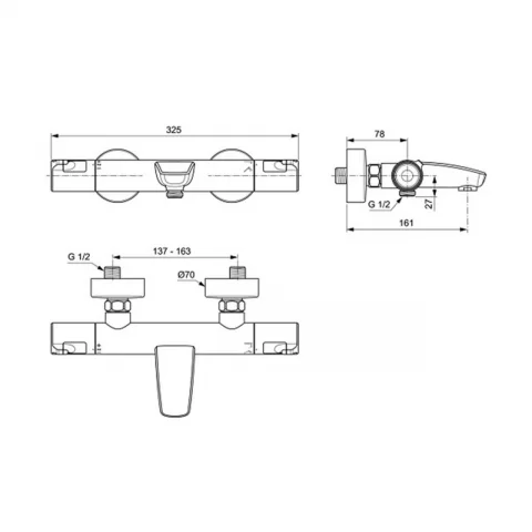 Baterie cada si dus termostatica Ideal Standard Ceratherm T50 crom lucios