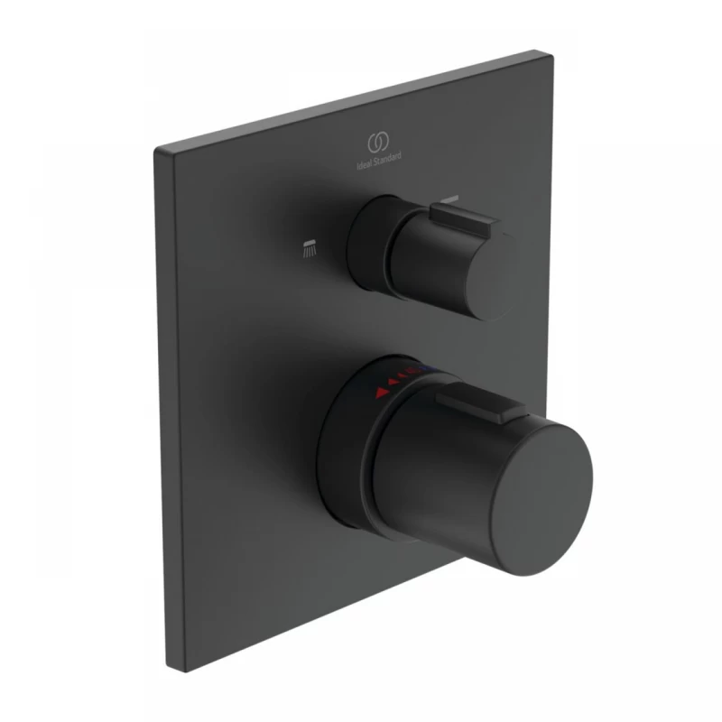 Baterie cada si dus incastrata Ideal Standard Ceratherm C100 negru mat termostatica