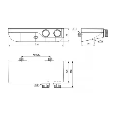 Baterie dus termostatica Ideal Standard Ceratherm S200 crom lucios