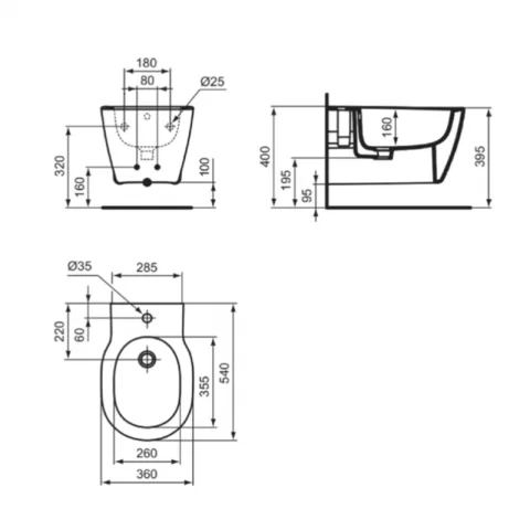 Bideu suspendat Ideal Standard Connect 54x36 cm alb lucios