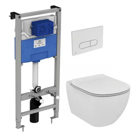 Set PROMO vas WC suspendat Ideal Standard Tesi 53x36 cm cu rezervor ProSys si capac alb softclose