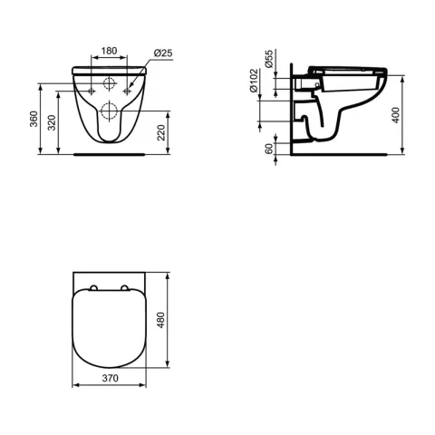 Vas WC suspendat Ideal Standard Tempo 48x37 cm alb lucios