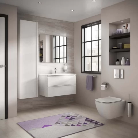 Set PROMO vas WC suspendat Ideal Standard Tesi AquaBlade 53.5x36.5 cm cu capac alb softclose