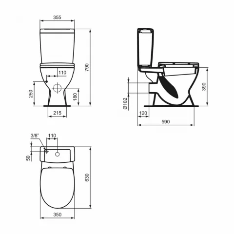 Set PROMO vas WC pe pardoseala Ideal Standard Eurovit 63x35 cm cu rezervor si capac alb lucios