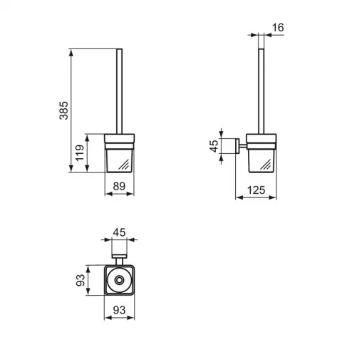 Perie WC din sticla mata Ideal Standard IOM cu suport crom lucios