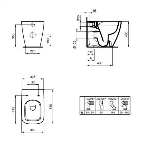 Vas WC pe pardoseala Ideal Standard i.life B RimLS+54x35.5 cm alb lucios