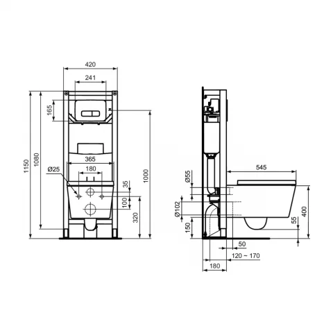 Vas WC suspendat Ideal Standard Blend Cube AquaBlade 54.5x36.5 cm alb lucios