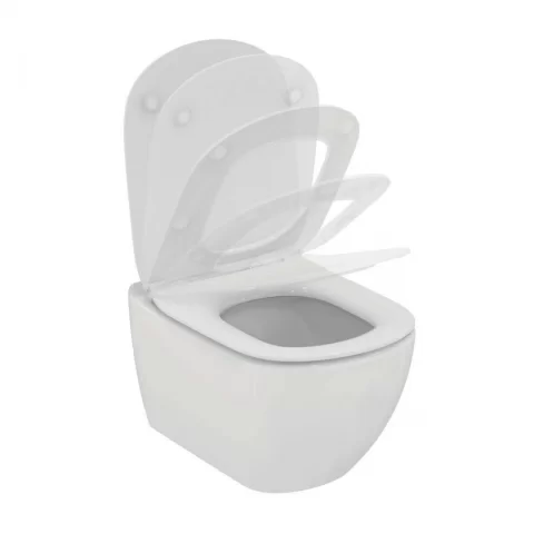 Set PROMO vas WC suspendat Ideal Standard Tesi AquaBlade 53.5x36.5 cm cu capac alb softclose