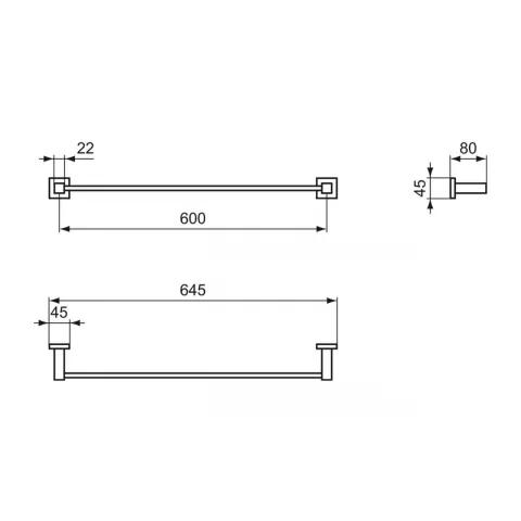 Suport prosop bara Ideal Standard IOM 60 cm crom lucios