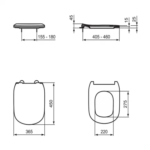 Capac WC cu inchidere lenta Ideal Standard Tesi slim alb lucios